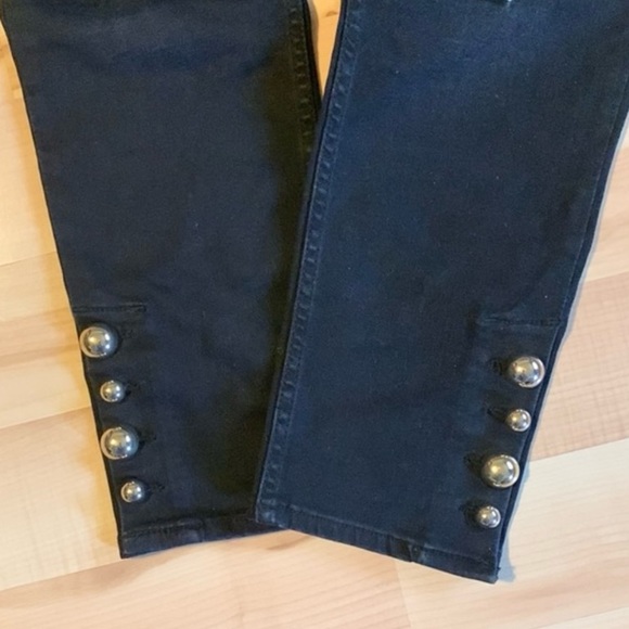 ZARA TRAFALUC CROPPED SKINNY JEANS ANKLE GOLD BUTTONS SIZE 4 - Picture 7 of 13